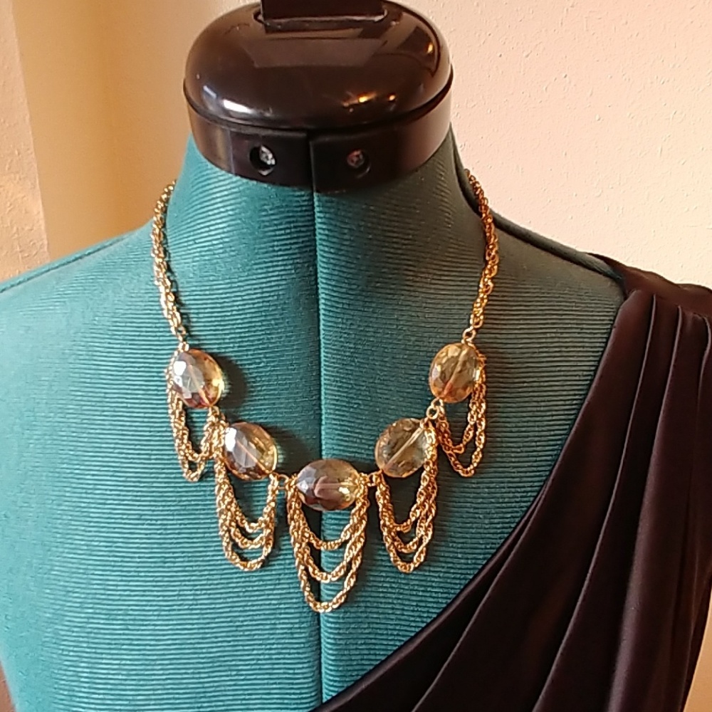 Crystal and gold statement necklace